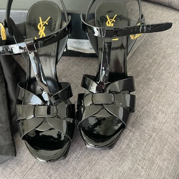 Saint Laurent
Tribute Patent Platform Sandals YSL Heels leather size 8 ysl shoes - Picture 4 of 15